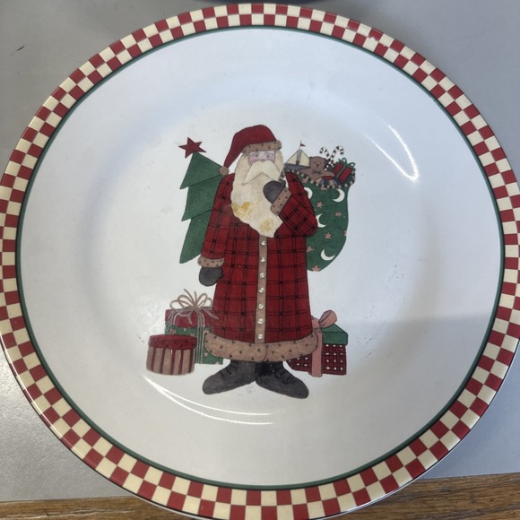 Set Of 4 Magic Of Santa 8" Dessert Plates Bonus 3 Mugs Vintage 1997 Sakura - Picture 3 of 6